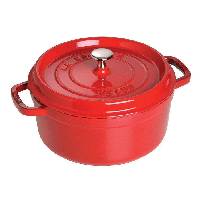 Staub Cast Iron 2.75-qt Round Cocotte in cherry displayed on a white background
