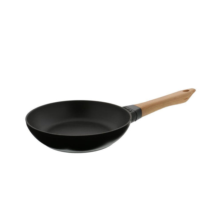 8 inch Staub Cast Iron Beechwood Handle Fry Pan displayed on a white background