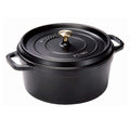 .5 qt Matte black Staub Cast Iron Round Cocotte displayed on a white background