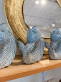Stoneware fish shaped vase with reactive glaze