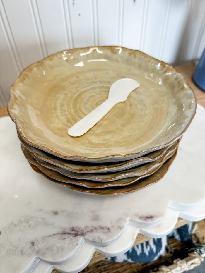 Stoneware Organic Shaped Plate, Reactive Glaze