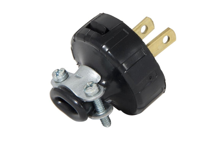Straight Blade 2-Wire Plug, Black, Residential Grade