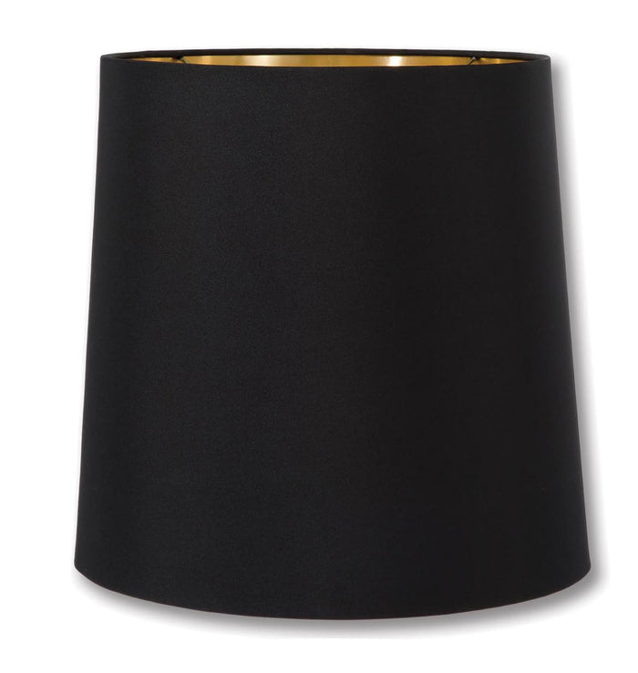 Tapered Deep Drum Lamp Shades - Black Color, Microfiber Chiffon Material w/Gold Foil Lining