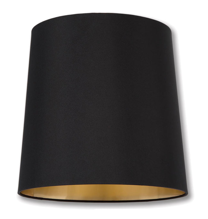 Tapered Deep Drum Lamp Shades - Black Color, Microfiber Chiffon Material w/Gold Foil Lining