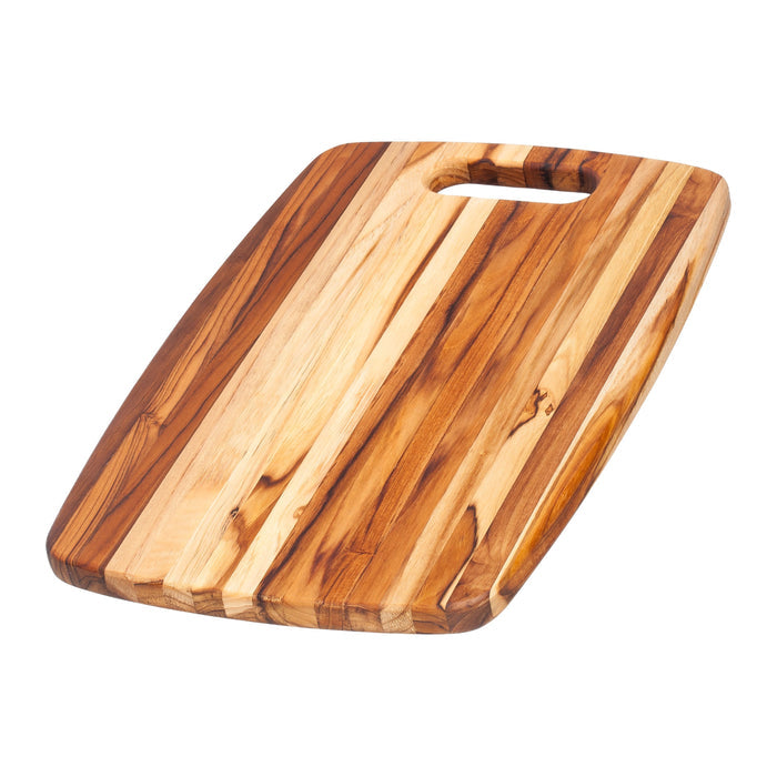 TeakHaus Cutting Boards Proteak Rectangle Edge Grain with Centered Hole,  18" x 12" x 0.75" displayed on a white background