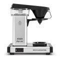 Front view of polished silver Technivorm Moccamaster coffee machine