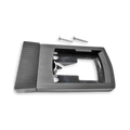 Black brew basket bracket with two screws on a white background
