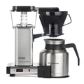 Front view of polished silver Technivorm Moccamaster KBTS 741 Coffee Brewer displayed on a white background