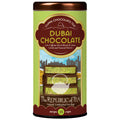 Tea canister labeled 'Dubai Chocolate' by The Republic of Tea on a white background
