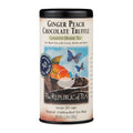 Tea canister labeled 'Ginger Peach Chocolate Truffle' from 'The Republic of Tea' on a white background