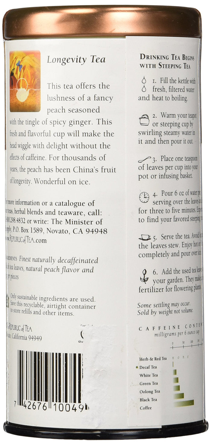 Tea canister with text and graphics on a white background