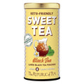 A tin of Republic of Tea Keto-Friendly Sweet Black Tea with an illustration of a cup of tea and mint leaves on the front.