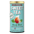 A tin of The Republic of Tea Keto-Friendly Sweet Decaf Black Tea with the label showing the product name and the brand's logo.