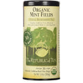 Tea canister labeled 'Organic Mint Fields' from 'The Republic of Tea' on a white background