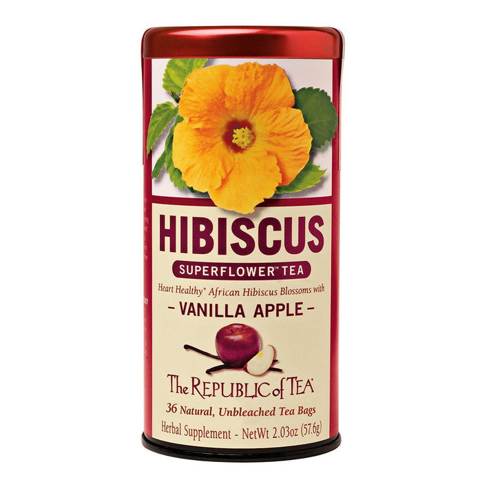 The Republic of Tea Gourmet Teas The Republic of Tea Vanilla Apple Hibiscus Herbal Bags 36 Ct. JL-Hufford