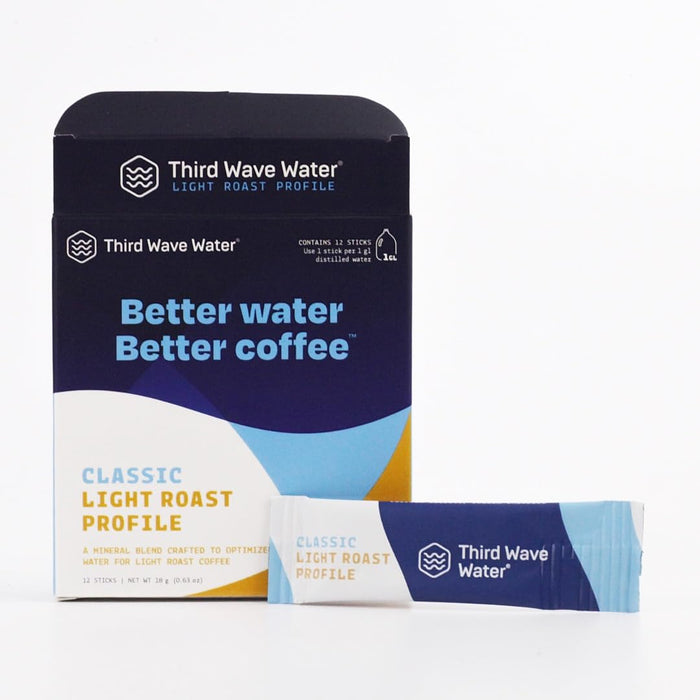 Third Wave Water packaging with a coffee stick on a white background
