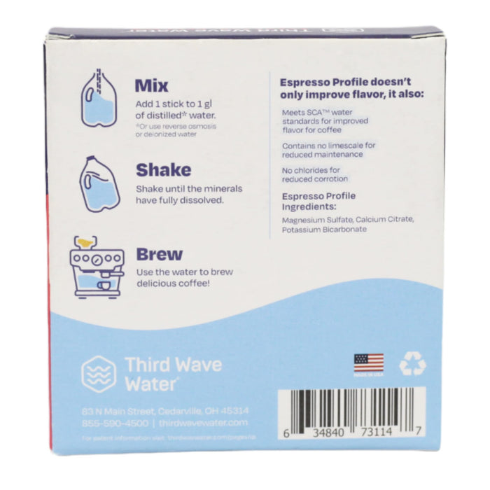 Back of a Third Wave Water packaging box with instructions and branding.