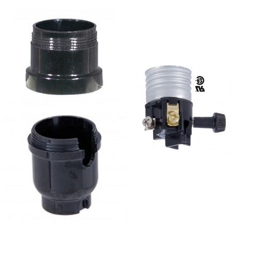 Turn-Knob On/Off Phenolic Socket, Medium Base, with UNO Threads
