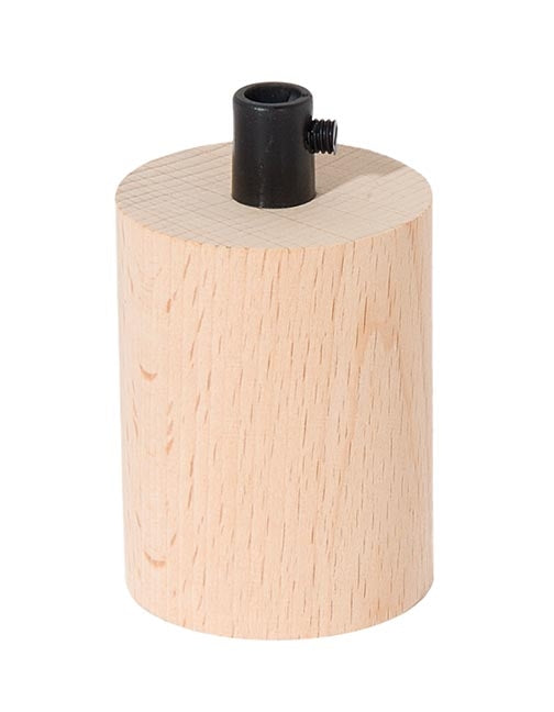 Unfinished Beech Wood Socket Cover with E-26 Socket and Mounting Hardware