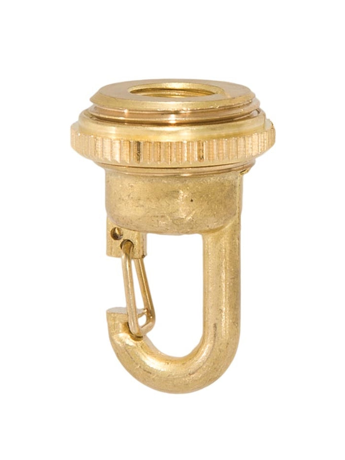 Unfinished Brass Cast Brass Quick Hook Screw Collar Loop, 1-3/4" Tall, 1/4F Tap