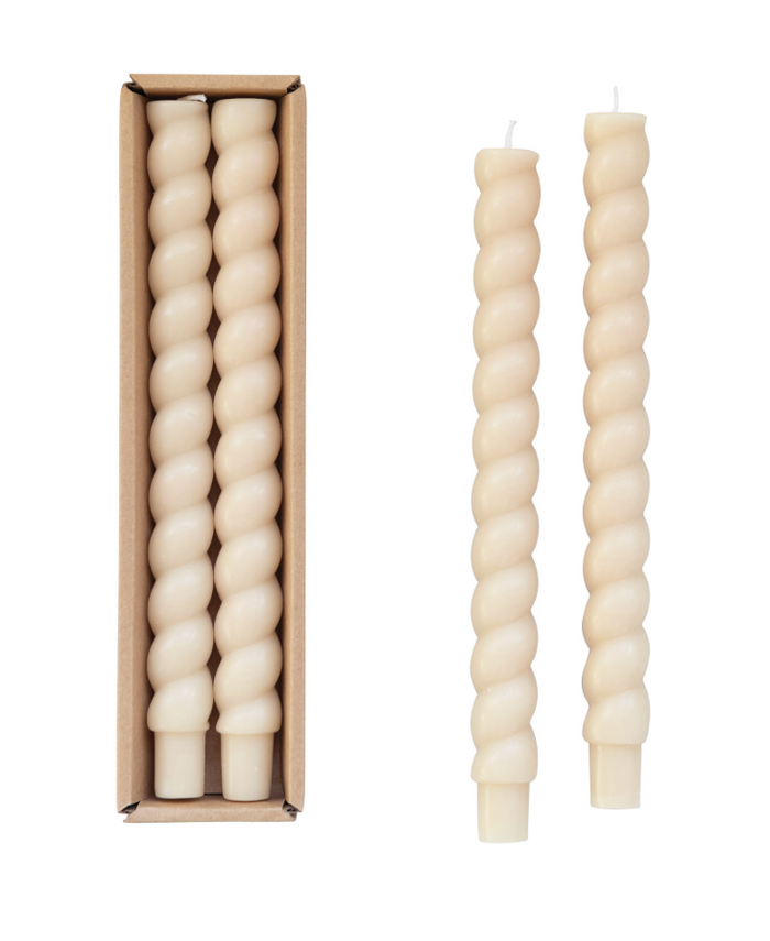 Unscented Twisted Taper Candles in Box, Set of 2