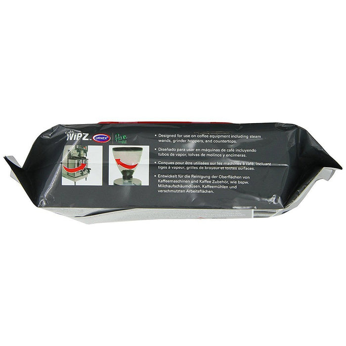 Side view of Urnex Cleaning Supplies Urnex Cafe Wipz Coffee Equipment Cleaning Wipes displayed on a white background
