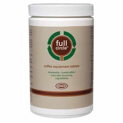 Urnex Cleaning Supplies Urnex Full Circle Coffee Equipment Cleaning Tablets - 120 Pack in plastic container displayed on a white background