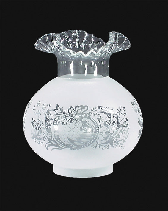 8-1/2 inch tall Etched Filigree Gas Table Lamp Shade, 4 inch fitter