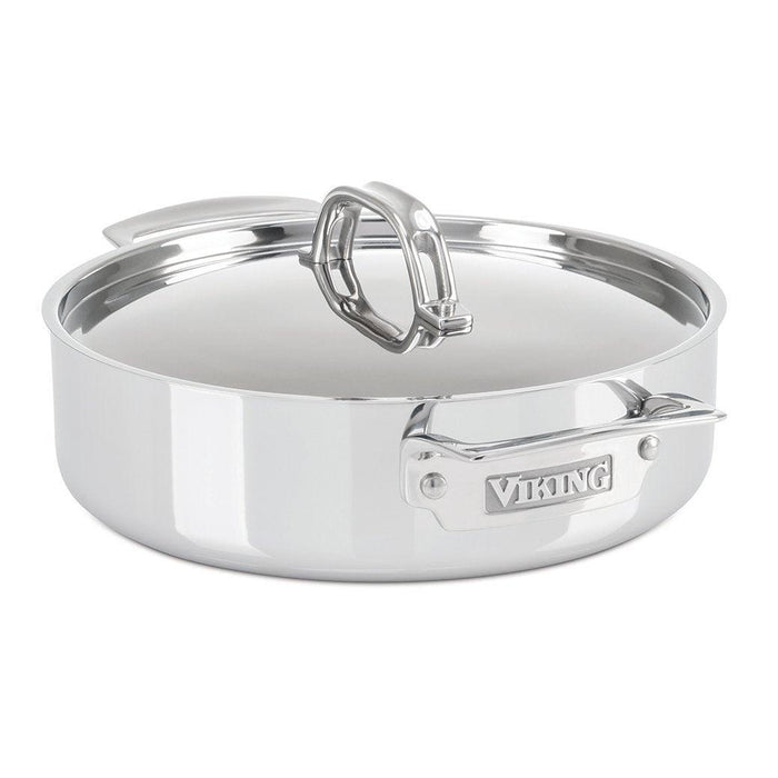 Viking 3-Ply 3.4 Quart Casserole Pan, Mirror with lid displayed on a white background