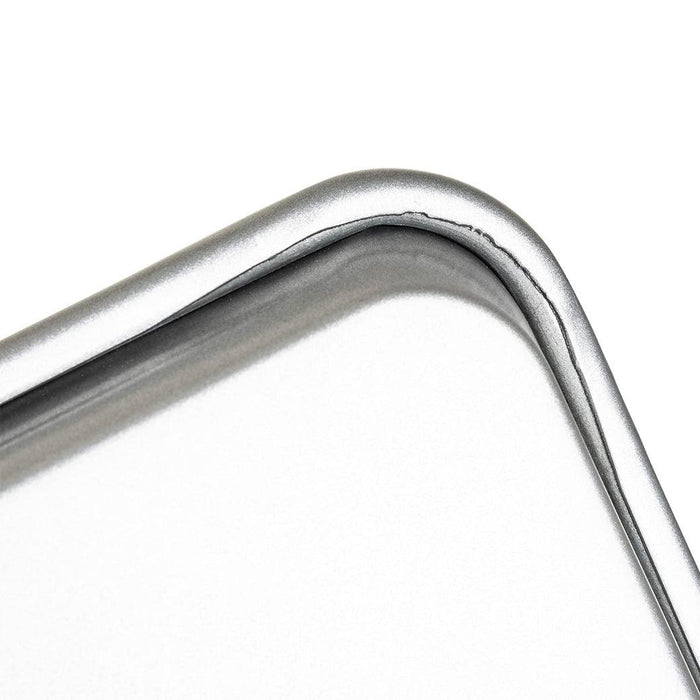 Close up of corner of Viking Culinary 2 Piece Nonstick Baking Sheet Set, Silver, 15" & 18" displayed on a white background