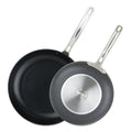 Front and back view of Viking Hard Anodized Nonstick 2-piece Fry Pan Set displayed on a white background