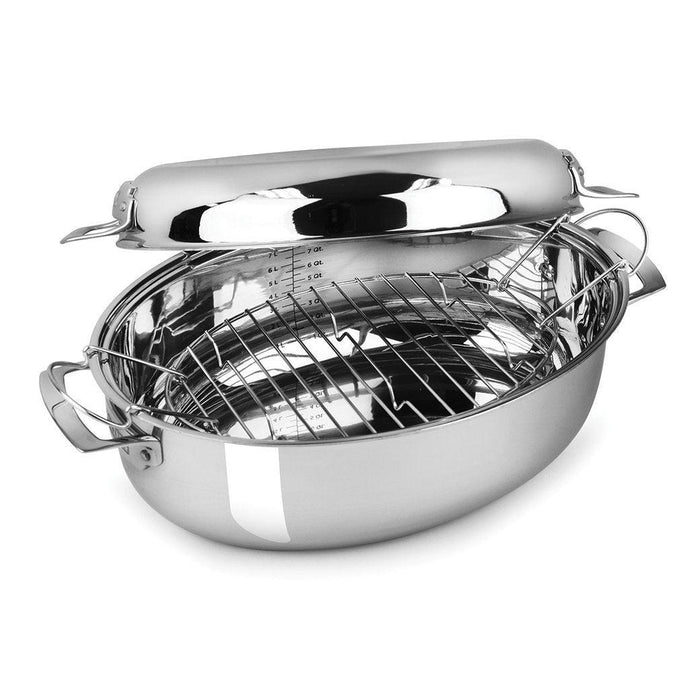Viking Oval Roaster with Induction Lid & Rack, 9 Qt displayed on a white background