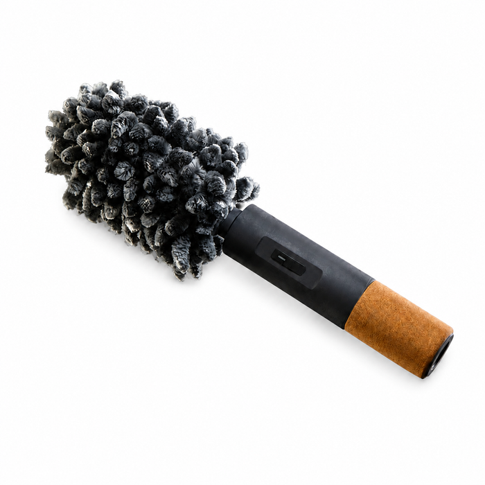 Rechargeable wine glass cleaner and polisher displayed on a white background