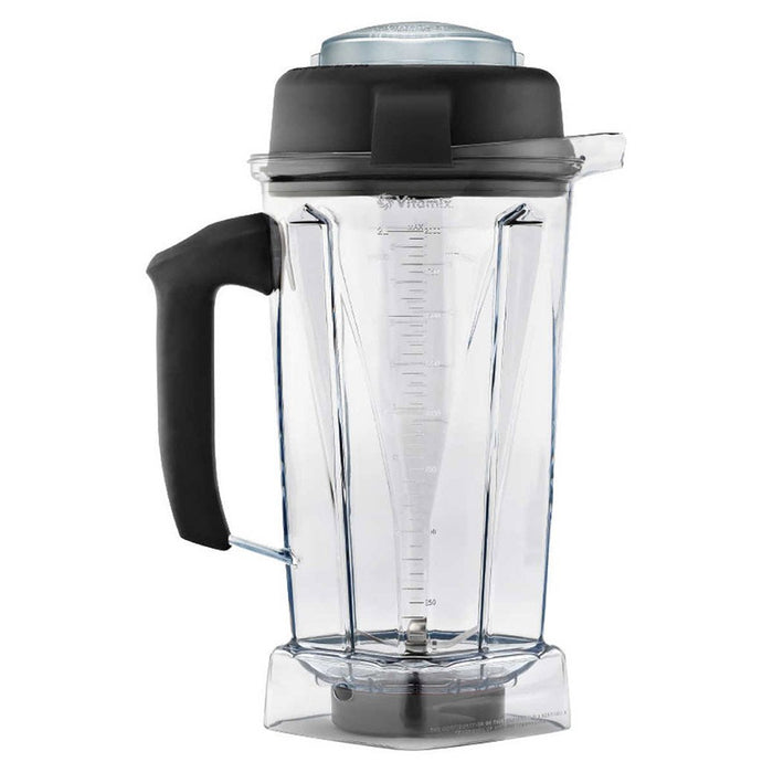 Front view of Vitamix 64-ounce BPA-Free blender container with lid displayed on a white background