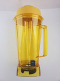 Yellow blender on a white background