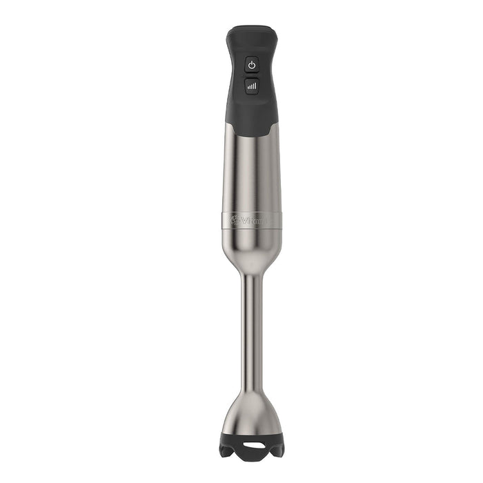 Front view of Vitamix immersion blender with control buttons displayed vertically on a white background