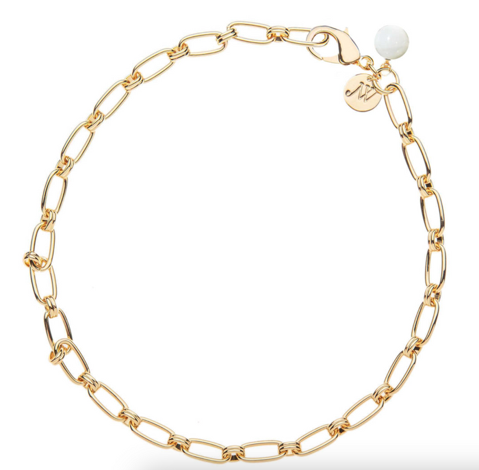 Wheels of Fortune Chain with Mother of Pearl Bead 16" -JW