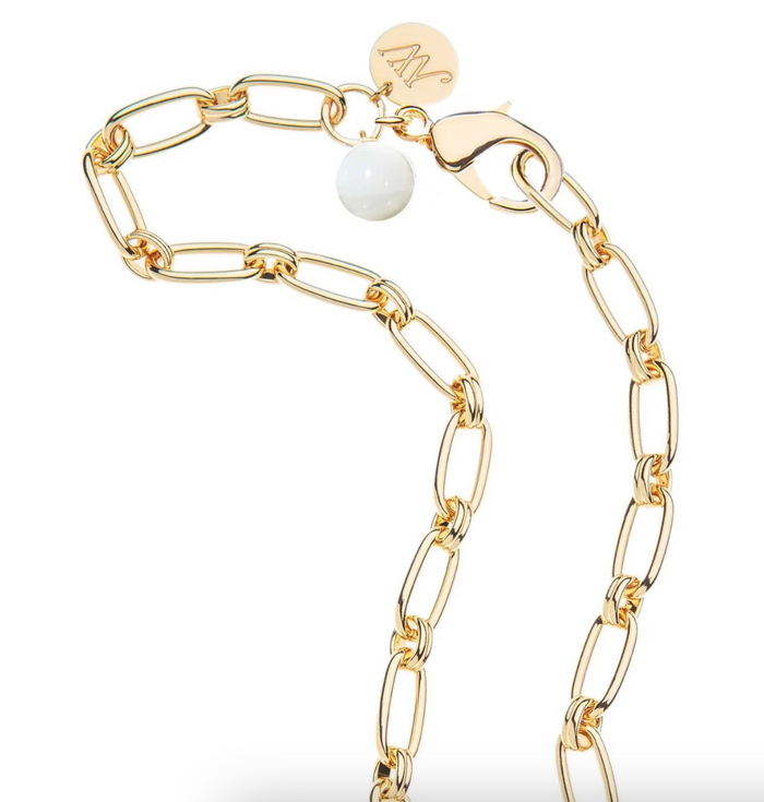 Wheels of Fortune Chain with Mother of Pearl Bead 16" -JW