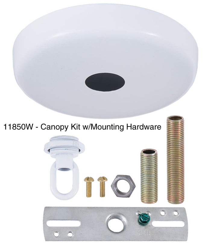 White Finish, Plain Rounded Ceiling Canopy & Canopy Kit