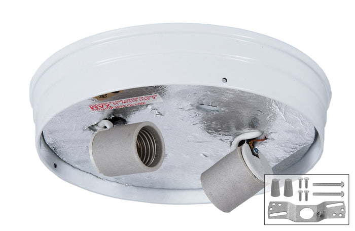 White Flush Mount 8 Inch Wired Shade Holder