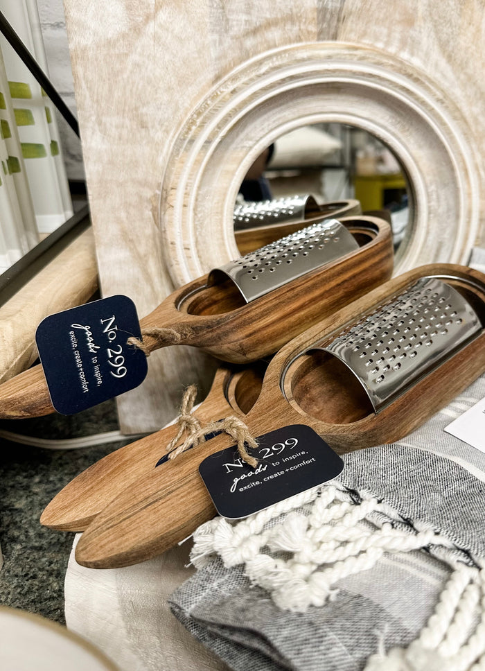 Wood and Stainless Steel Cheese Grater