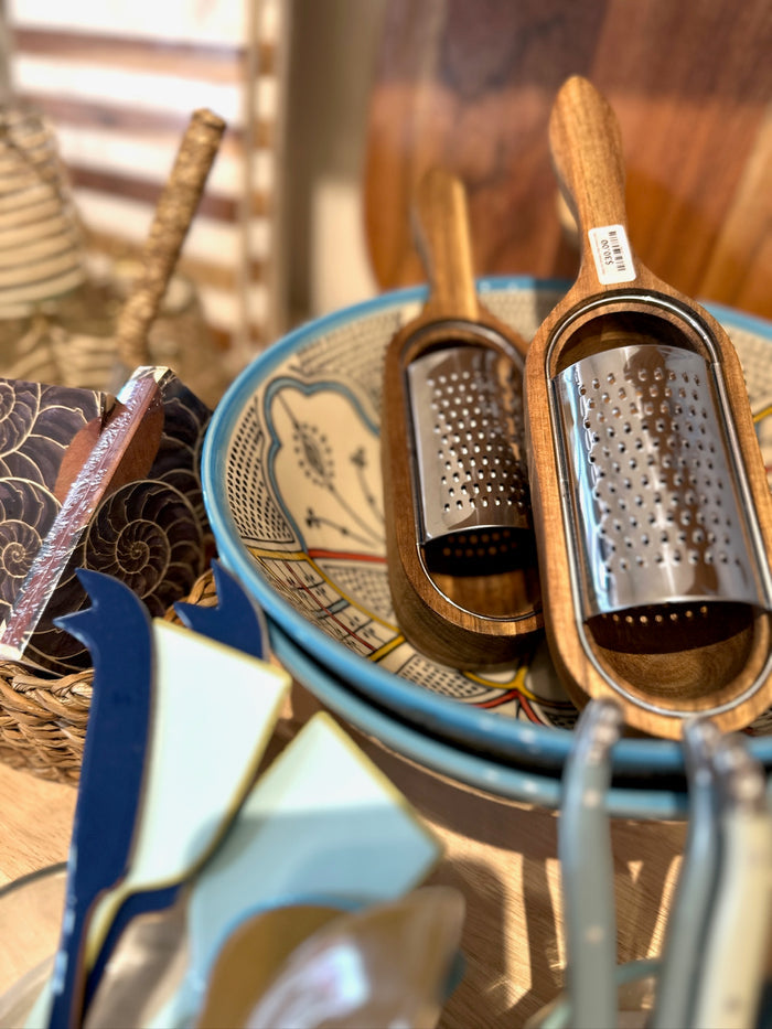 Wood and Stainless Steel Cheese Grater