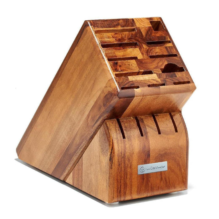Wusthof 15-Slot acacia Knife Block displayed on a white background
