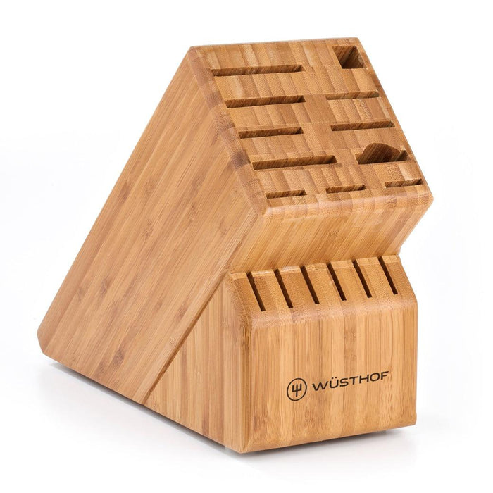 Wusthof 17-slot bamboo Knife Block displayed on a white background