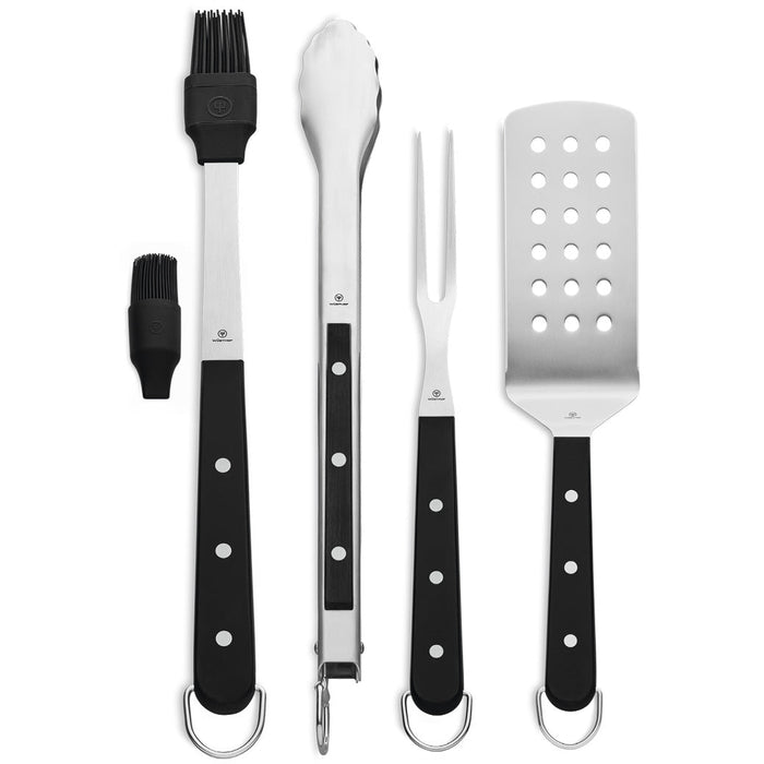 Wusthof 4-Piece BBQ Tool Set - Full Set displayed vertically on a white background