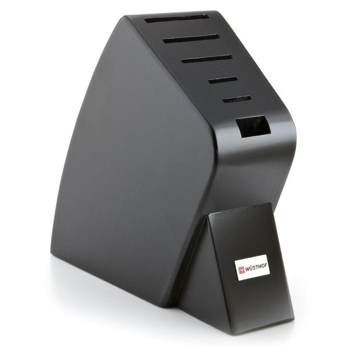 Wusthof 6-slot black Studio Knife Block displayed on a white background