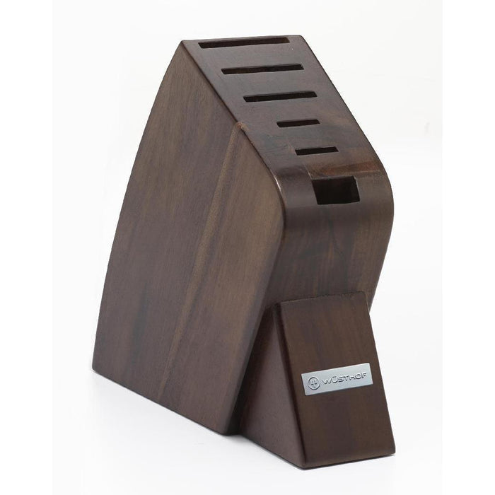 Wusthof 6-slot walnut Studio Knife Block displayed on a white background