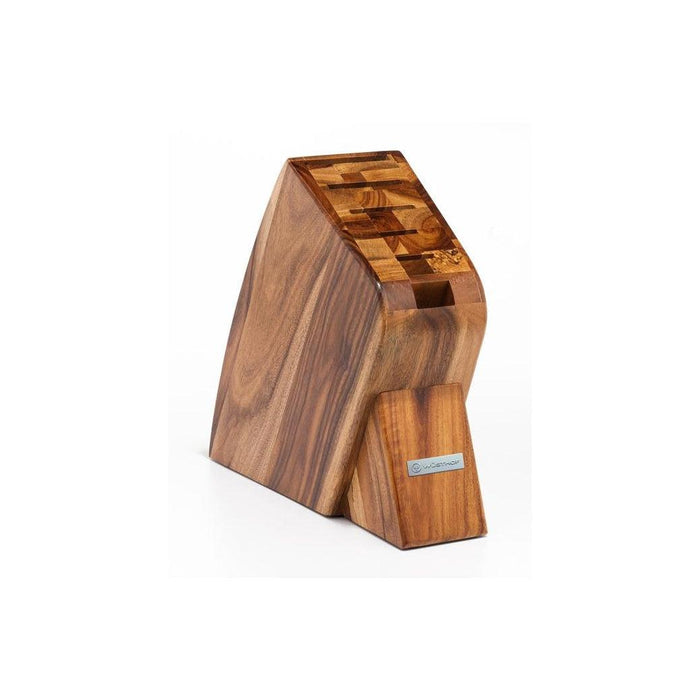 Wusthof 6-slot acacia Studio Knife Block displayed on a white background