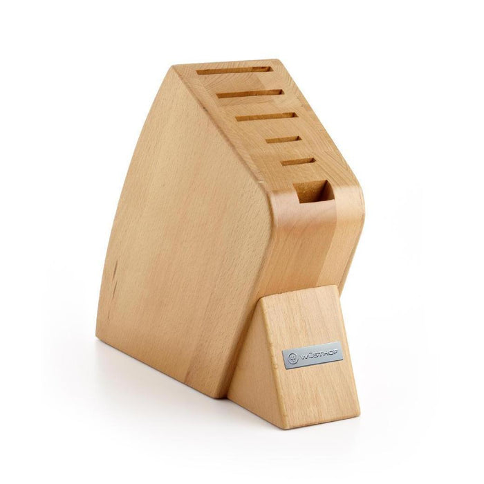 Wusthof 6-slot beechwood Studio Knife Block displayed on a white background