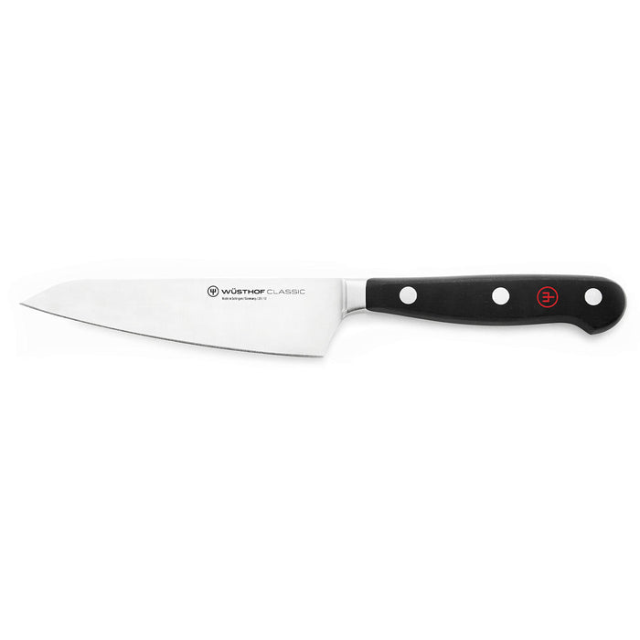 A 4.5 inch Wusthof Classic Asian Utility Knife with a black handle and a straight-edge blade.